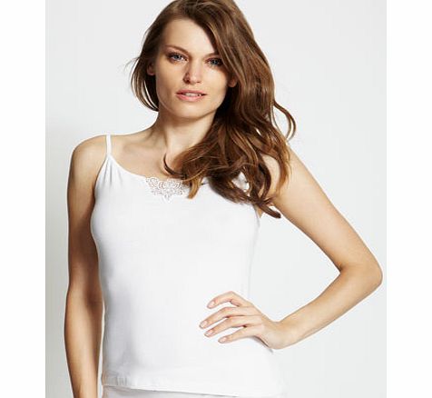 Bhs Womens White Cotton Guipure Vest, white 5401790306