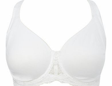 Bhs Womens White Cotton Moulded Lace Wing Voluptuous