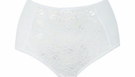 Bhs Womens White Floral Lace Full Brief Knicker,