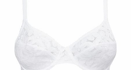 Bhs Womens White Floral Lace Underwired Bra, white