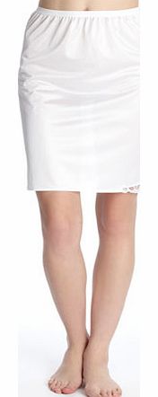 Womens White Guipure 20`` Waist Slip, white