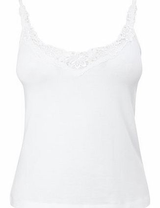 Bhs Womens White Guipure Trim Vest, white 4801120306