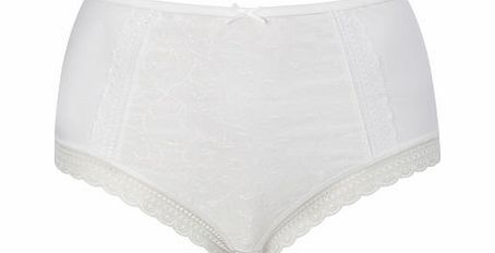 Bhs Womens White Jacquard and Lace Full Brief, white