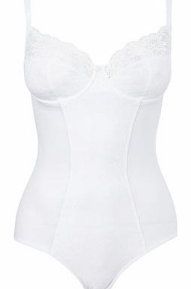 Bhs Womens White Jacquard and Lace Shaping Body,