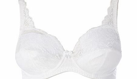 Bhs Womens White Jacquard and lace Underwired Bra,