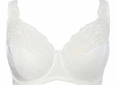 Womens White Jacquard and Lace Underwired DD-G