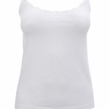 Bhs Womens White Lace Trim Camisole Vest, white