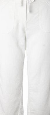 Bhs Womens White Linen Blend Crop Trousers, white