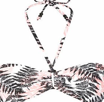 Bhs Womens White Palm Print Bandeau Bikini Top,
