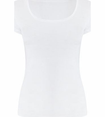 Womens White Short Sleeve Scoop Neck, white