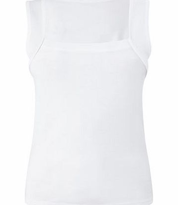 Womens White Square Neck Vest, white 2420740306