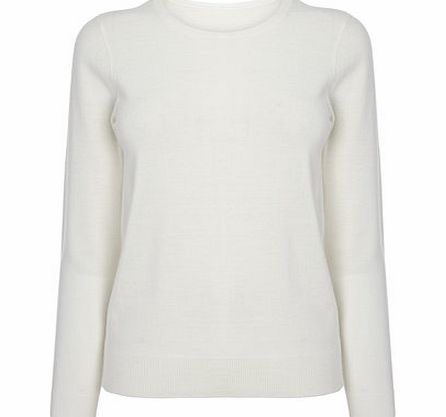Bhs Womens White Supersoft Long Sleeve Crew Jumper,