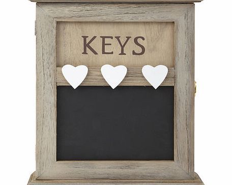 Bhs Wooden key box with white hearts, brown