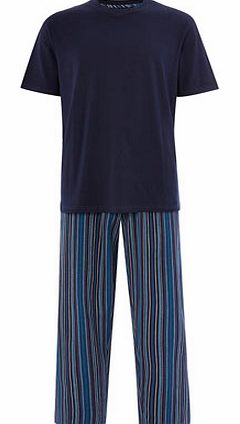 Bhs Woven Cotton Pyjamas, Blue BR62P02EBLU