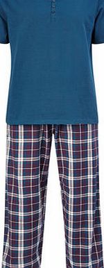 Bhs Woven Cotton Pyjamas, Teal BR62P07FTEA