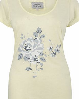Bhs Yellow Ladies Floral Placement Top, yellow