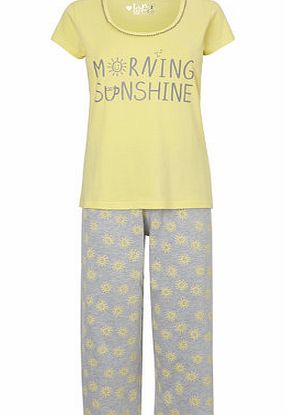 Bhs Yellow Morning Sunshine Crop Pant Pyjama, pale