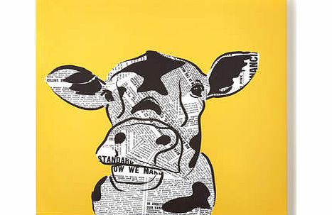 Bhs Yellow Pop Art Cow Print Canvas 60x60cm, yellow