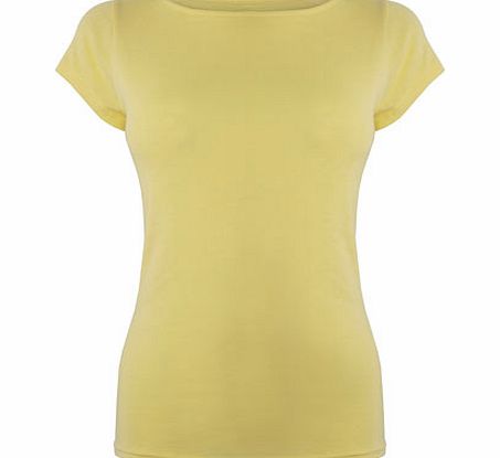 Bhs Yellow Short Sleeve Slash Neck Top, yellow