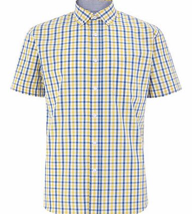 Bhs Yellow Supersoft Cotton Checked Shirt, Yellow