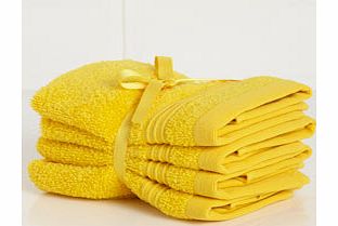 Bhs Yellow Supersoft pack of 4 face cloths, yellow