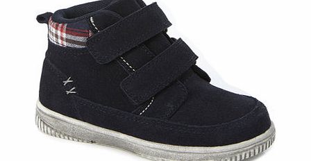 Bhs Younger Boys Navy Suede Hi Top Trainers, navy