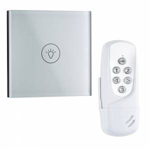 Biard LED 1 Gang Remote Controlled White Glass