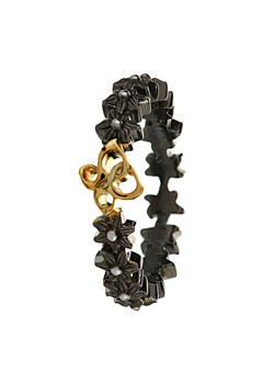 Biba Black Flower and Gold Plated Logo Ring