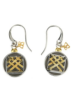 Silver and Gold Plated Disc Drop Earrings