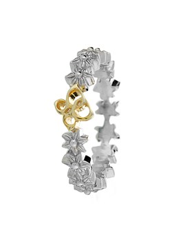 Biba Silver Flower and Gold Plated Logo Ring