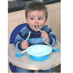 Bibs and Stuff Stay-Put Cutlery & Bowl Blue