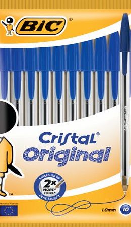 Bic  Cristal Medium Ball Pen - Blue (Pack of 10)