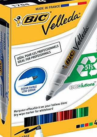 Bic  Velleda 1701/1704 Whiteboard Marker Bullet Tip Line Width 1.5mm Assorted Ref 1199001704 [Pack of 4]