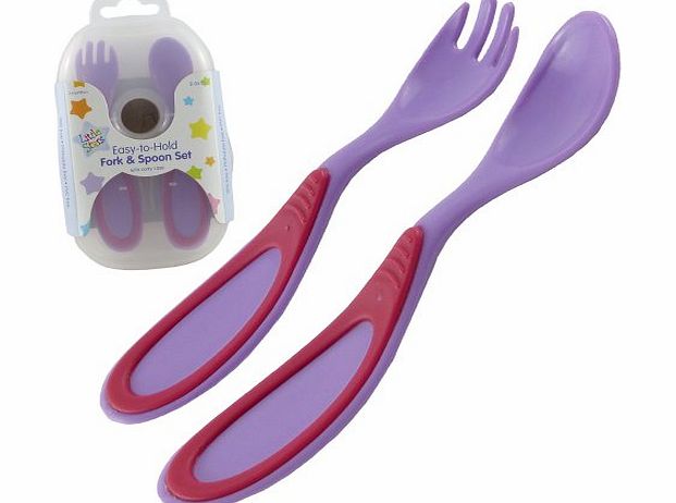 Bid Buy Direct NEW EASY HOLD BABY FORK AND SPOON SET IN CASE - PERFECT FOR FIRST FOOD (PURPLE)