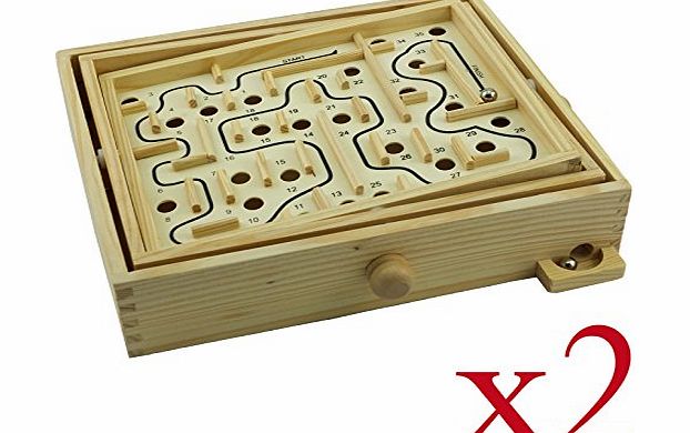 Bid Buy Direct Wooden Labyrinth Puzzle Game - A Game Of Skill Touch Practice And Patience (Pack of 2)