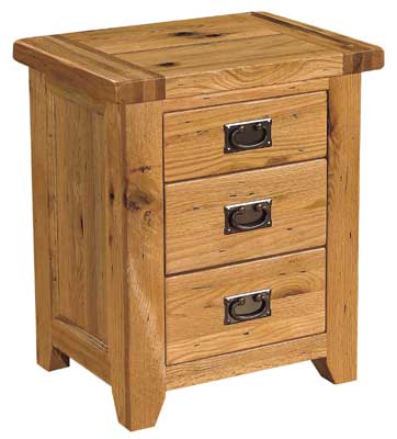 bideford Oak 3 Drawer Bedside Cabinet