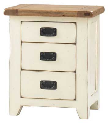 Oak and Cream Painted Bedside Cabinet