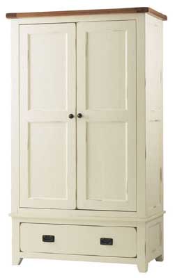Oak and Cream Painted Double Wardrobe
