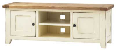 bideford Oak and Cream Painted Long Plasma TV Unit