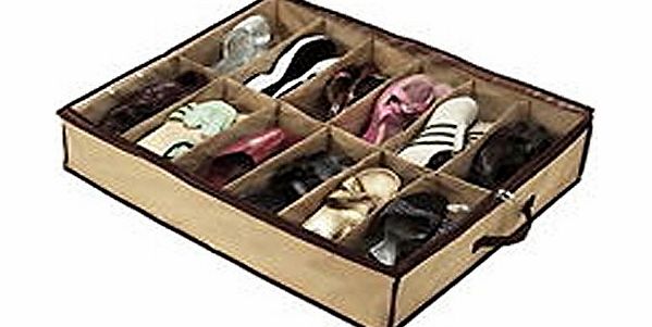 Big Bargain 12 Pairs Tidy Under Bed Fabric Shoe Storage Organizer Holder Box Closet Bag Case