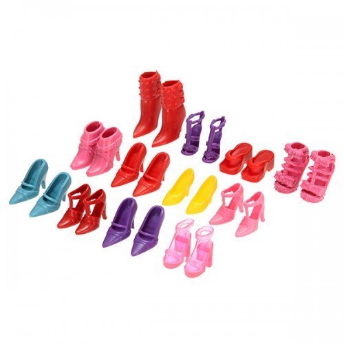 Lovely 12 Pair High Heel Flattie Shoes Boot For Barbie Doll Outfits