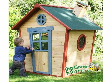 Big Game Hunters Redwood Lodge Childrens Wooden Playhouse - Painted Garden Crooked Wendy Play House (Thicker Fir Wood) 5 x 4