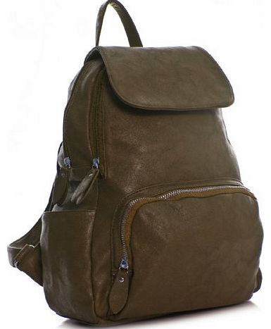 Unisex Soft Faux Leather Plain Medium Backpack Bag (841 Taupe)