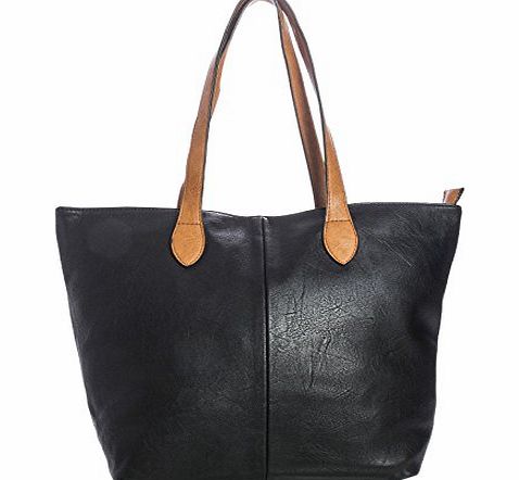 Big Handbag Shop Womans Designer Plain Soft Tote Shoulder Bag (288-1 Black)