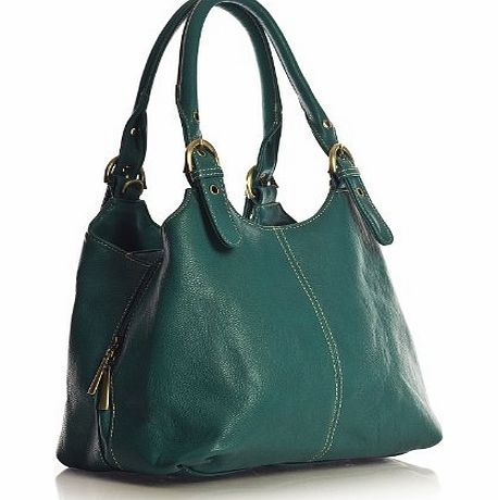 Big Handbag Shop Womens Medium Size Plain Shoulder Bag with a Long Strap (33622 Teal Blue)