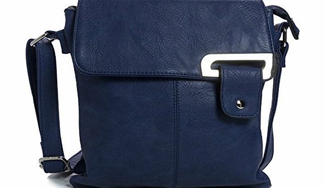 Big Handbag Shop Womens Medium Trendy Messenger Cross Body Shoulder Bag (9729 NavyMedium)