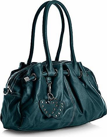 Big Handbag Shop Womens Multi Pocket Heart Charm Medium Shoulder Bag (1033-3 Deep Teal)