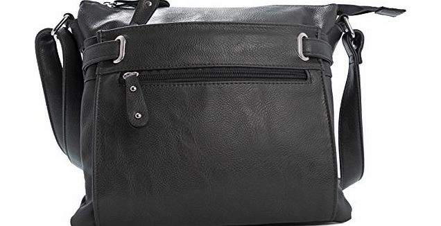 Big Handbag Shop Womens Multi Pocket Medium Messenger Shoulder Bag (829 Deep Grey)