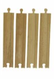 Big Jigs Wooden Train Railway System - Spare Long Straight Track x 4 (Compatible with leading wooden rail sys