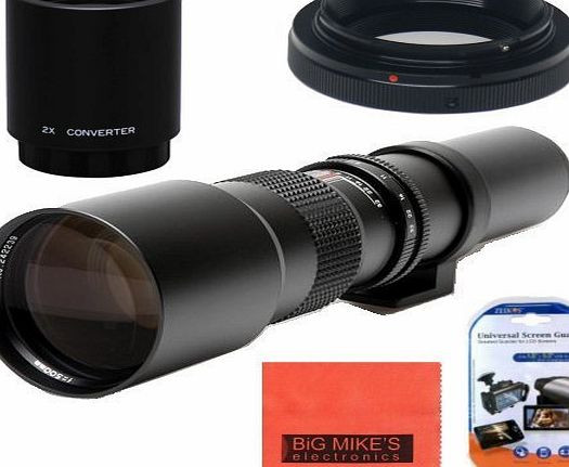 Big Mikes High-Power 500mm/1000mm f/8 Manual Telephoto Lens for Nikon D90, D3000, D3100, D3200, D3300, D5000, D5100, D5200, D5300, D5500, D7000, D7100, D300, D300s, D600, D610, D700, D750, D800, D800e